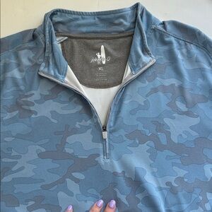 Johnnie-O Men’s XL Titan Performance 1/4 Zip Blue Gray Camo Active Golf Pullover